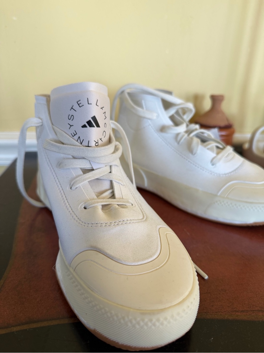 adidas Cream White High-Top Training Sneakers